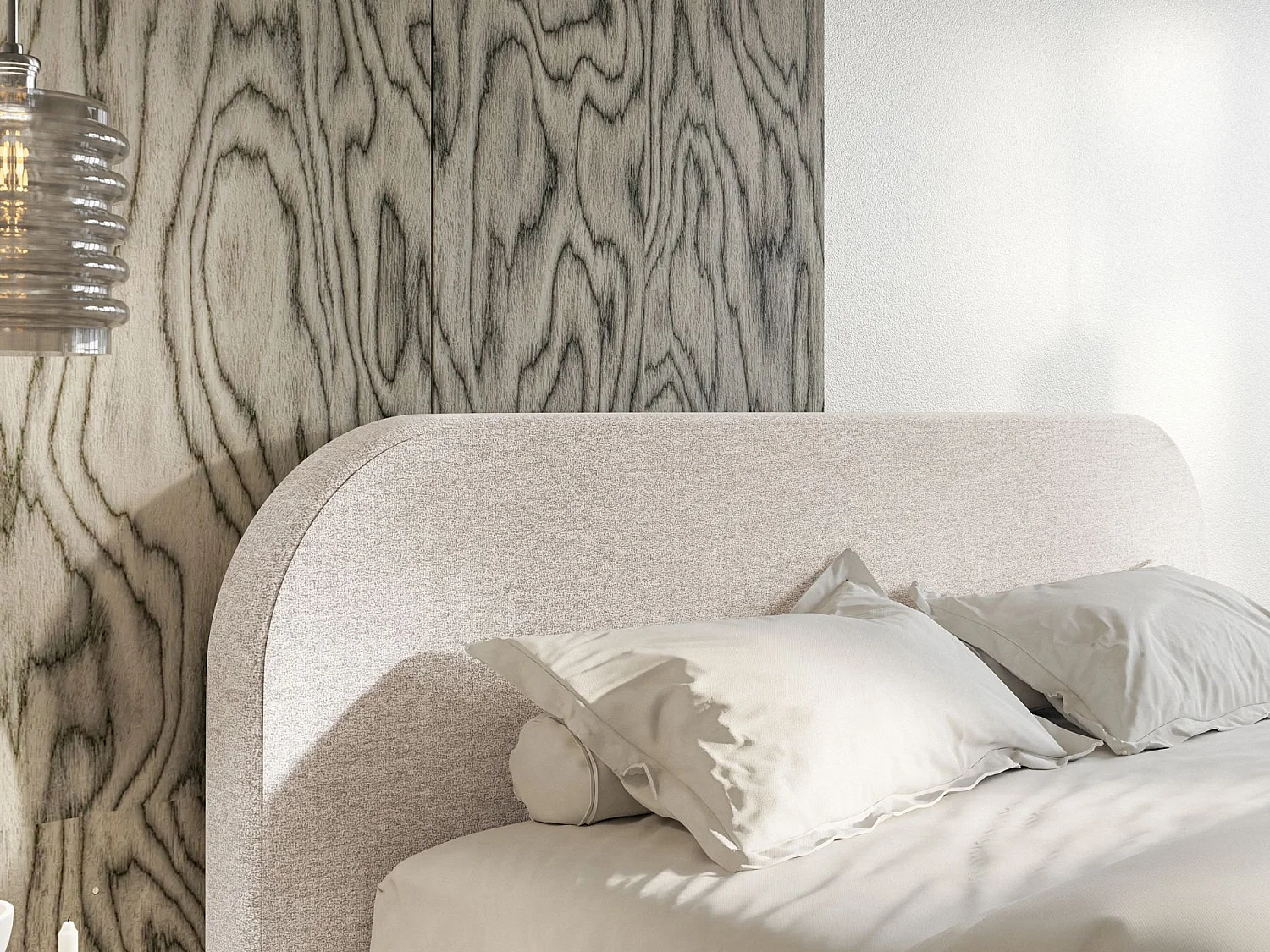 Polsterbett 140x200 - mit Chenille-Bezug - Hellbeige - UMIKE