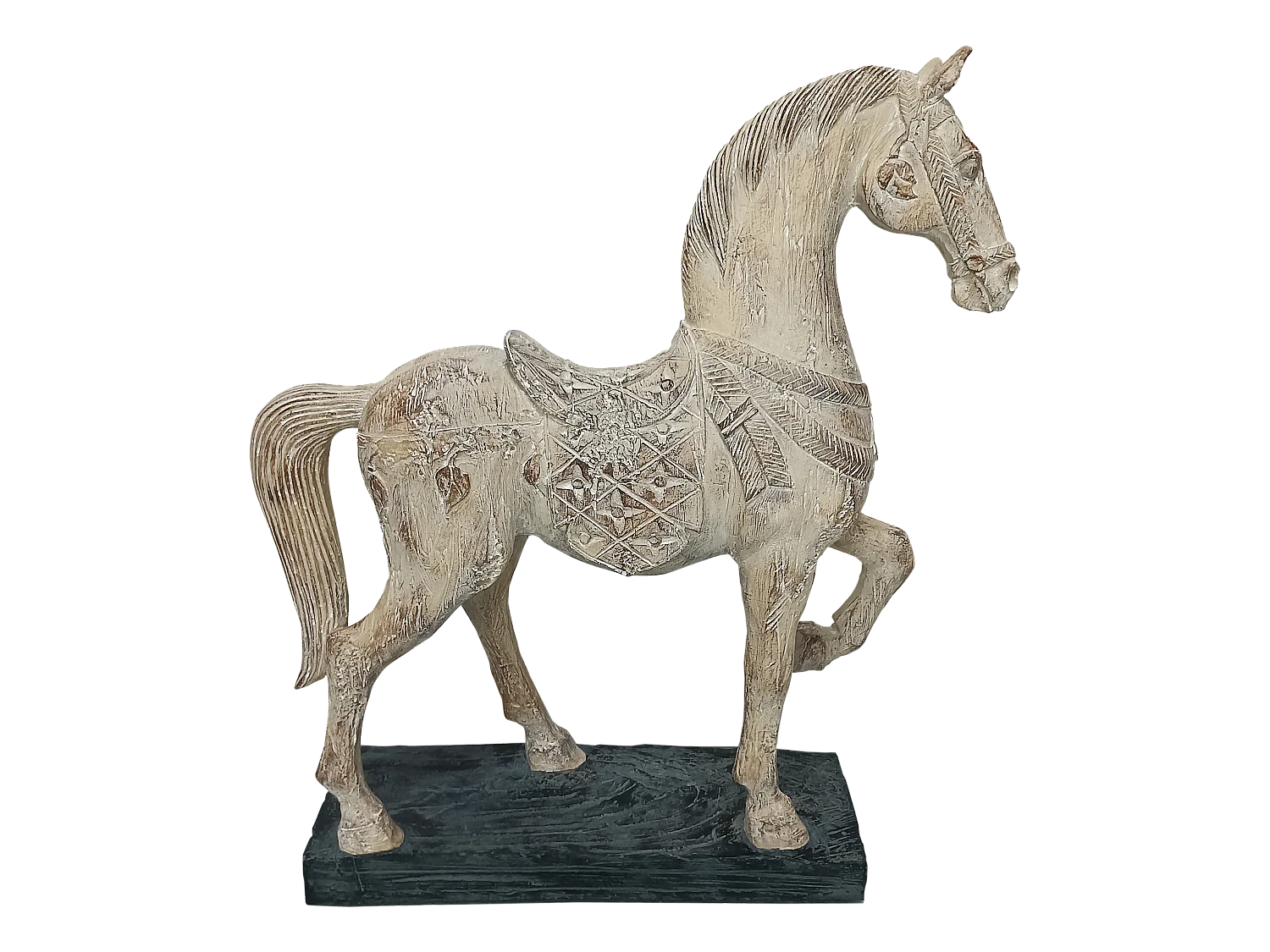 Statue cheval en résine effet bois 33.5x10x38.5cm