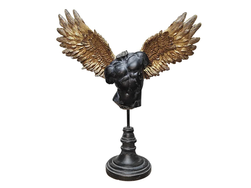 Statue homme ailé noir et doré 44.5x13.5x47.5cm