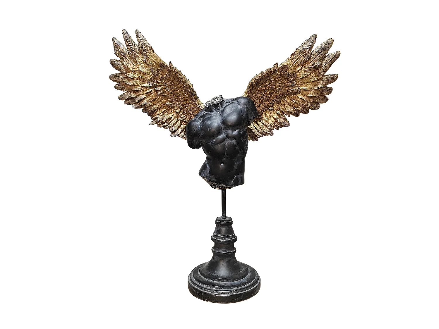 Statue homme ailé noir et doré 44.5x13.5x47.5cm