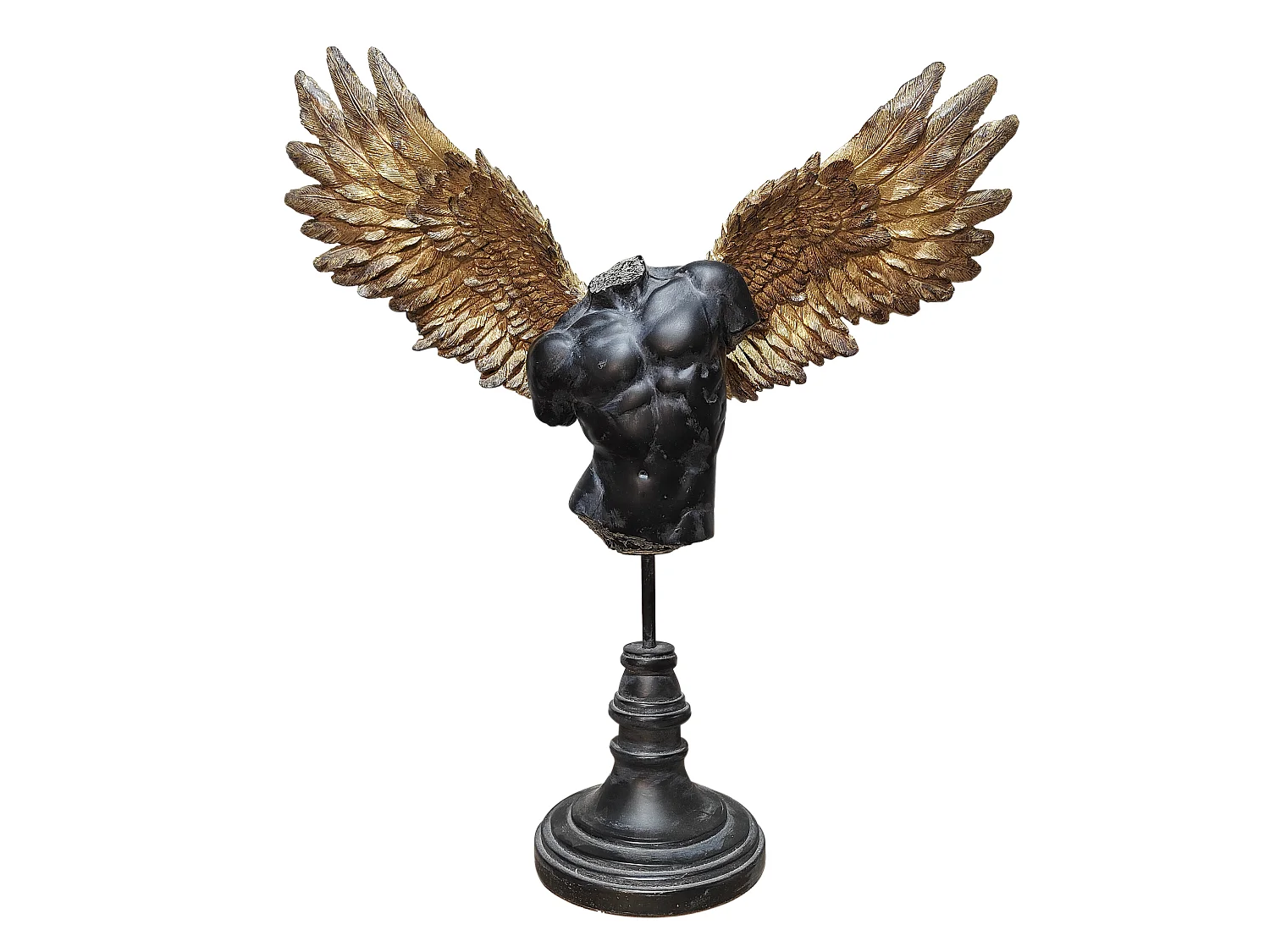Statue homme ailé noir et doré 44.5x13.5x47.5cm
