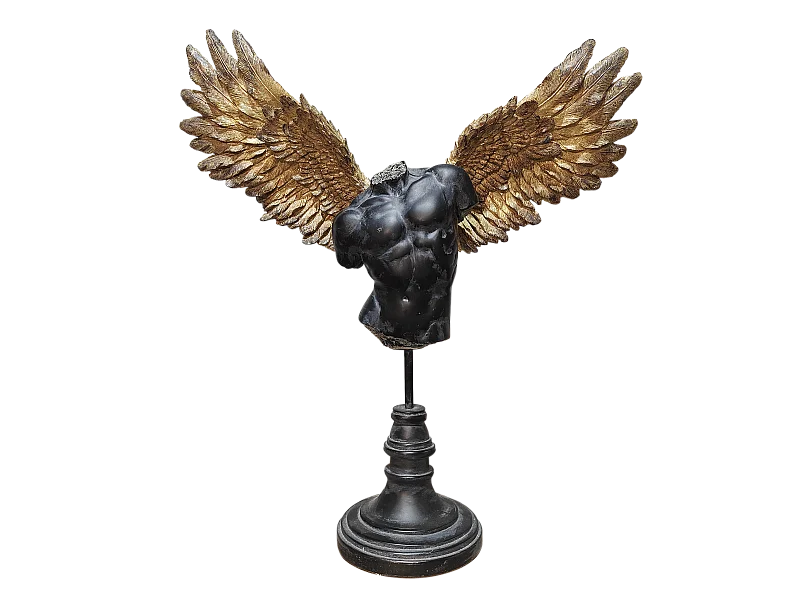 Statue homme ailé noir et doré 44.5x13.5x47.5cm