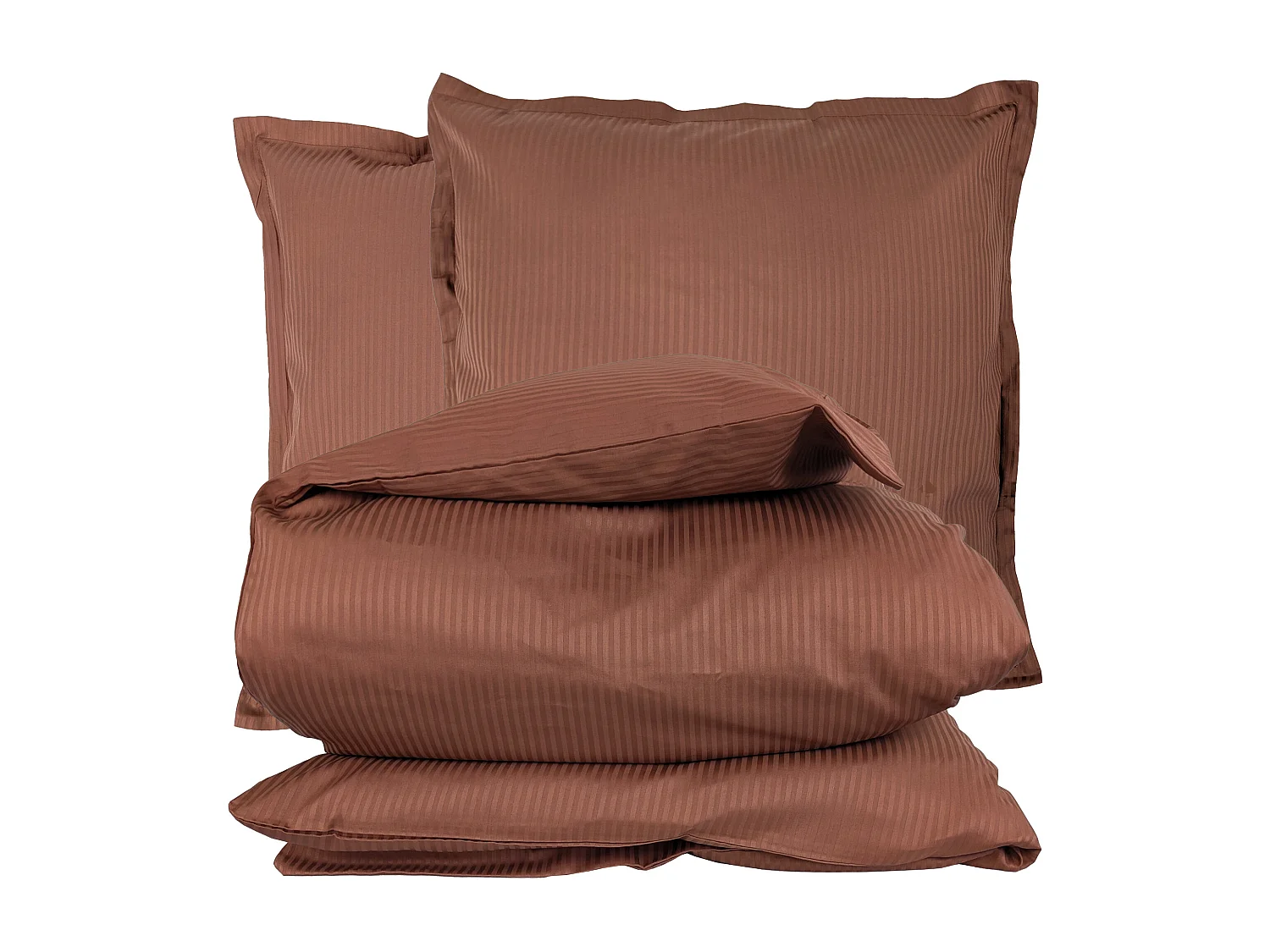 Parure 280x240 cm 65x65 cm satin GRAND HÔTEL 3 pièces marron cuir