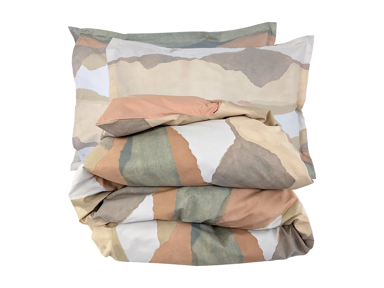 Parure 240x220 cm 50x70 percale coton LAND CRAIE multicolore 3 pièces