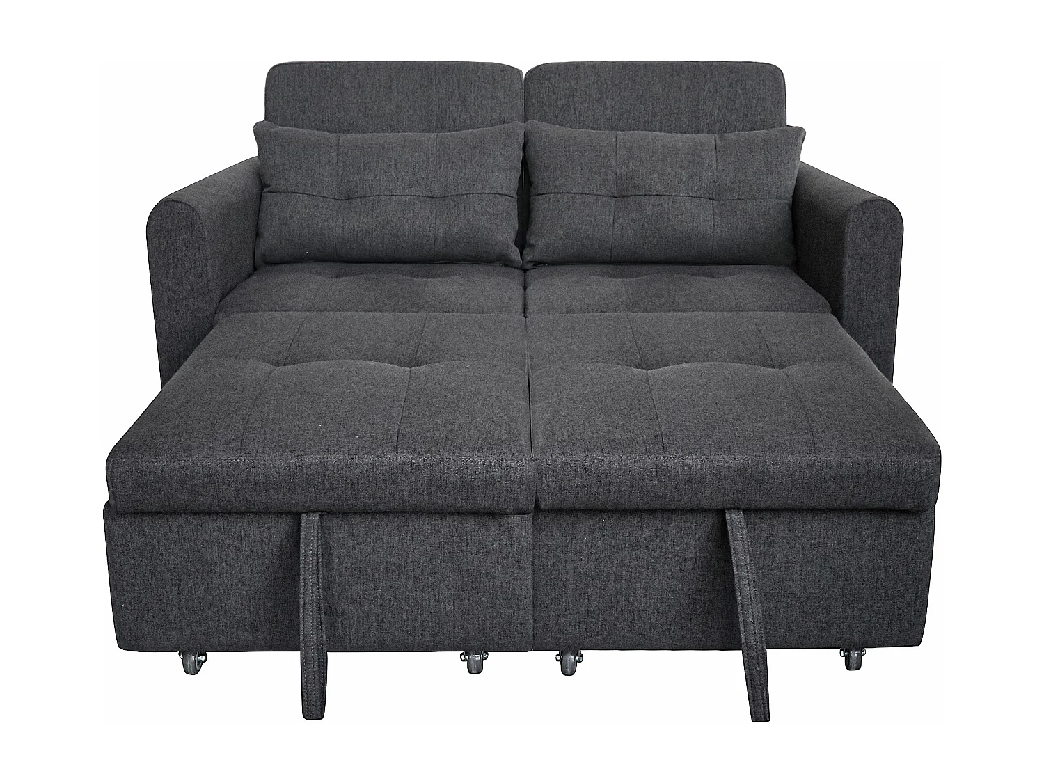 Canapé inclinable 3 en 1 avec dossier réglable, USB, pochettes d'accoudoir et coussins, gris