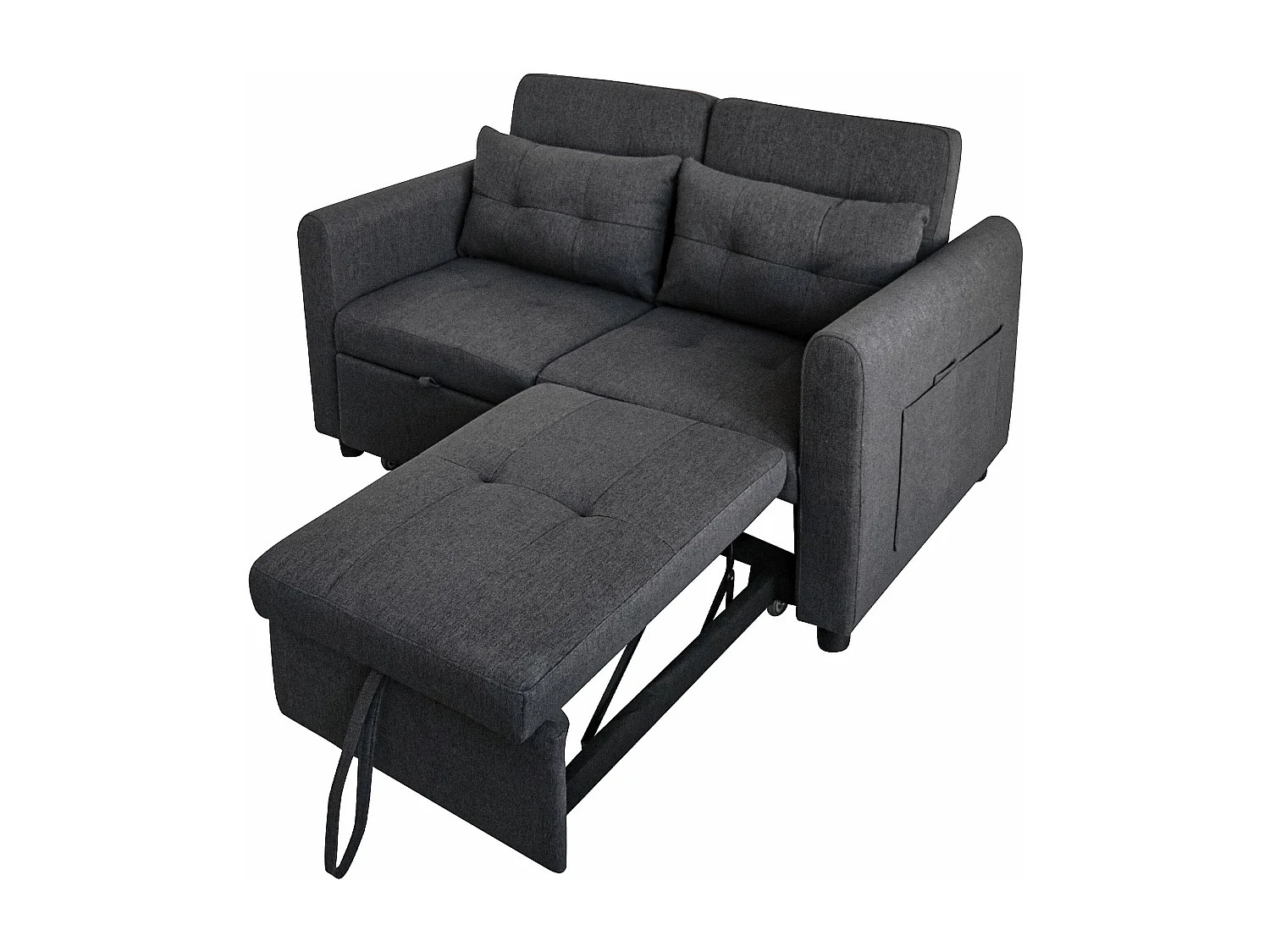 Canapé inclinable 3 en 1 avec dossier réglable, USB, pochettes d'accoudoir et coussins, gris