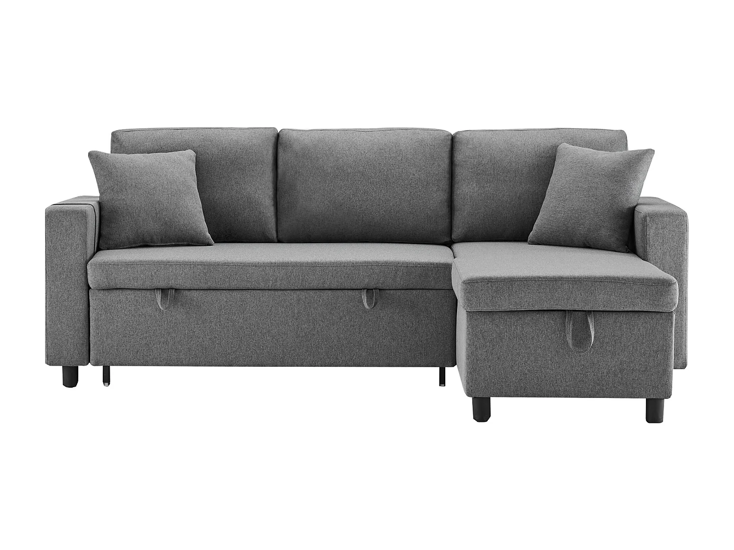 Divano letto, divano a L, con tasca a tazza, intercambiabile destra/sinistra, grigio scuro