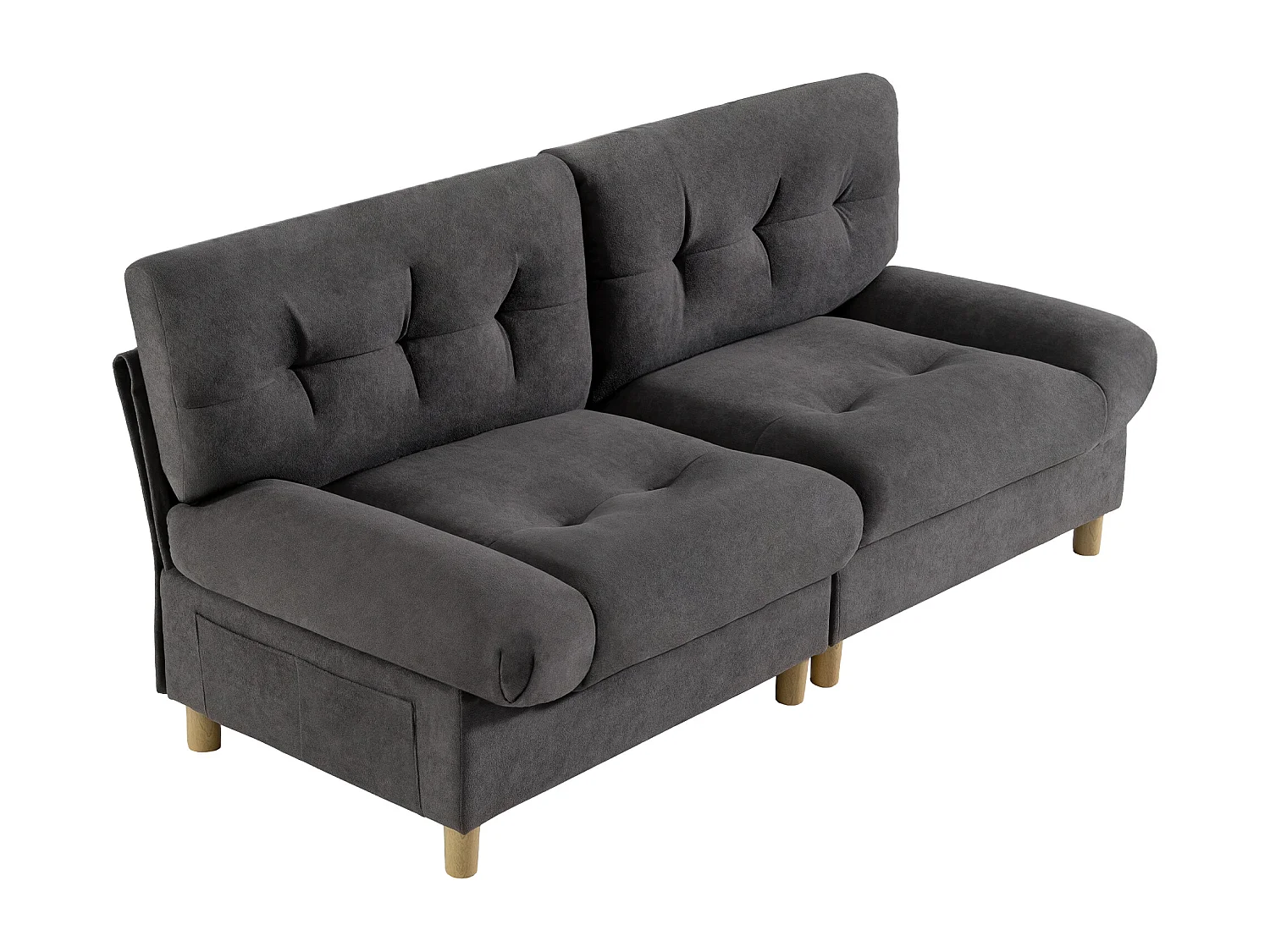 Wolkenförmiges Sofa aus Samtstoff teddy mit Sitz- und Rückenkissen,grau.