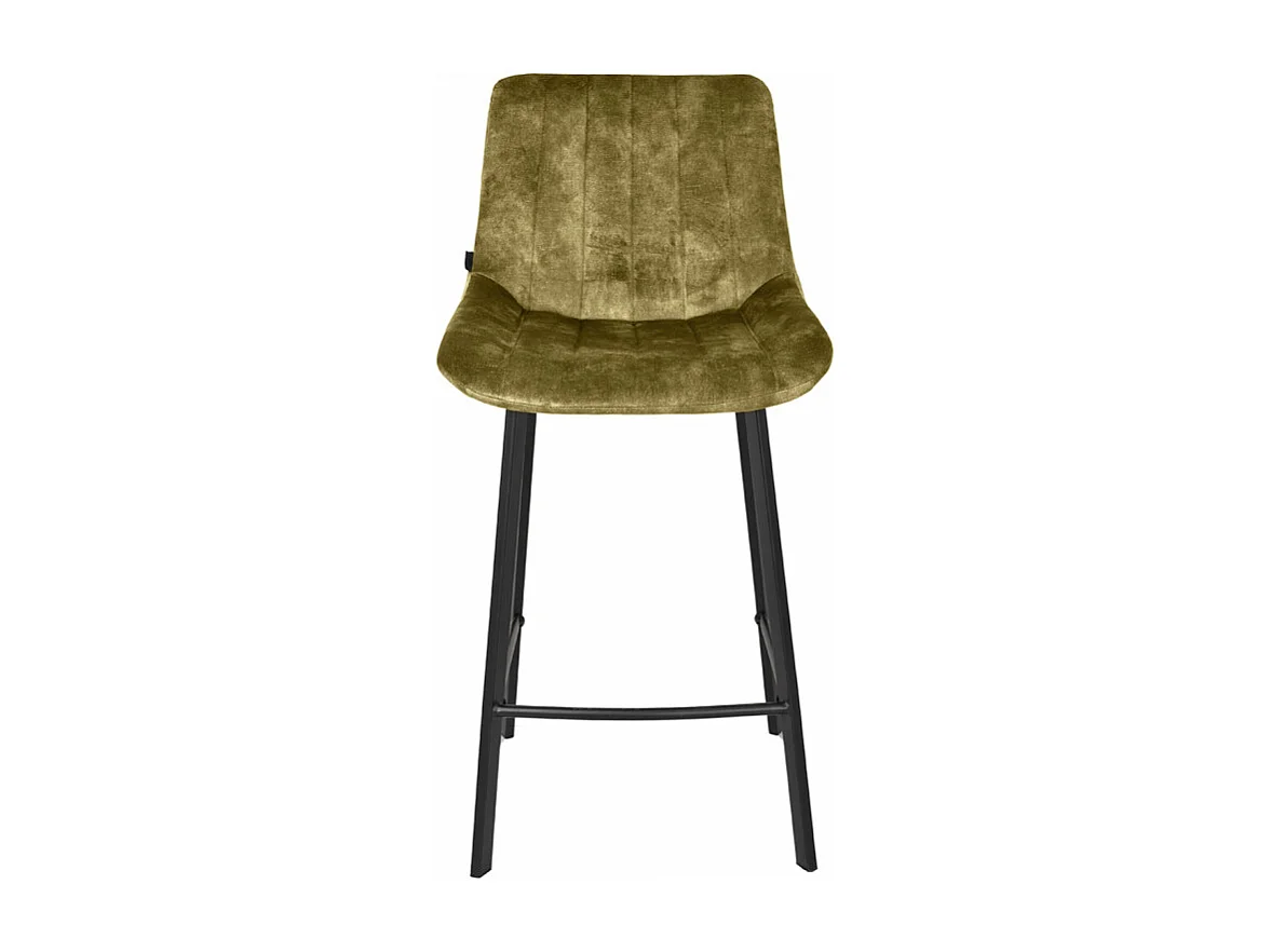 Lot 2 tabourets de bar en velours vert kaki pieds métal noir – NANY 2