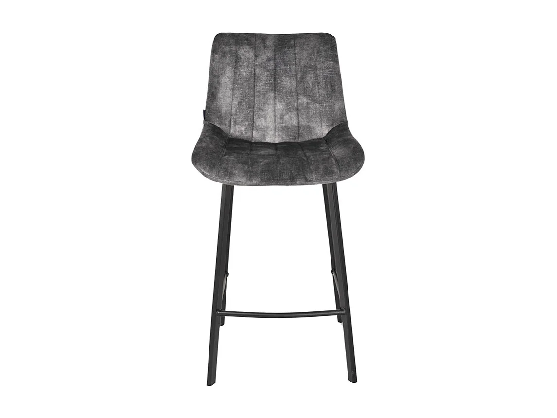 Lot 2 tabourets bar velours gris anthracite pieds métal noir – NANY 2