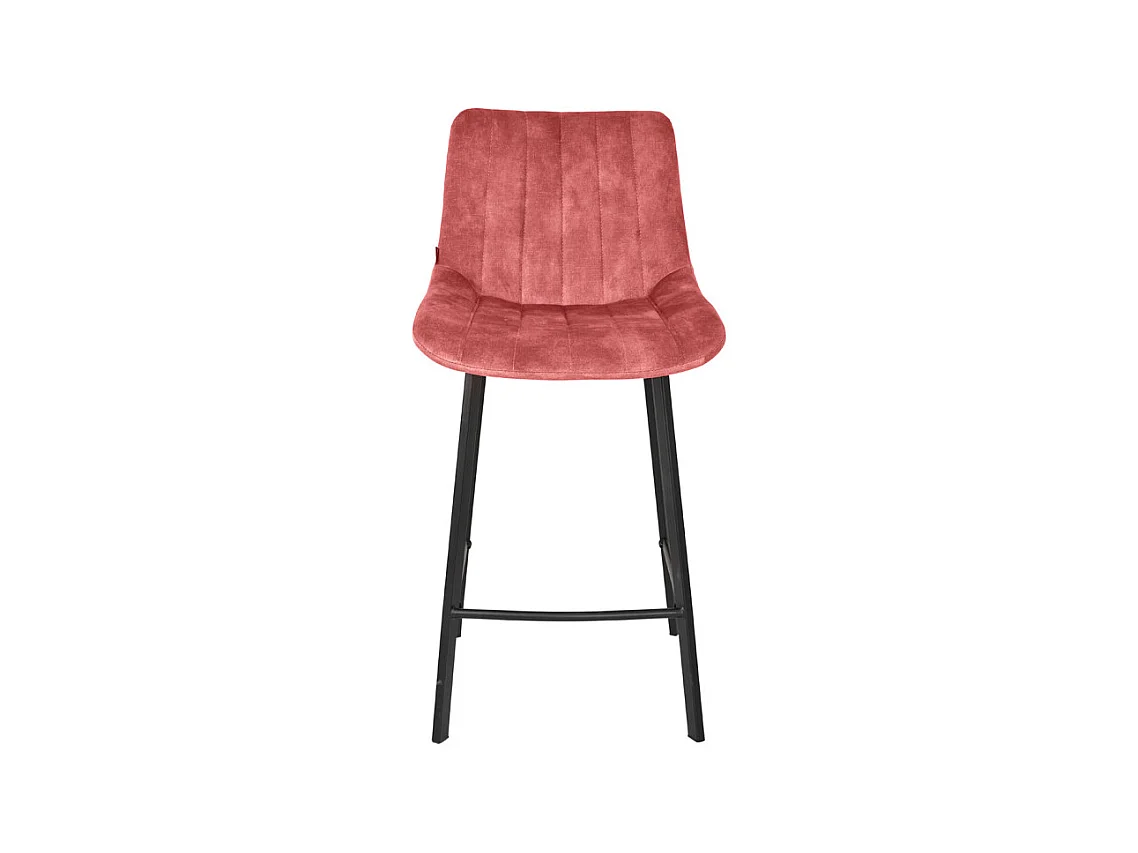 Lot 2 tabourets de bar en velours rose et pieds métal noir – NANY 2