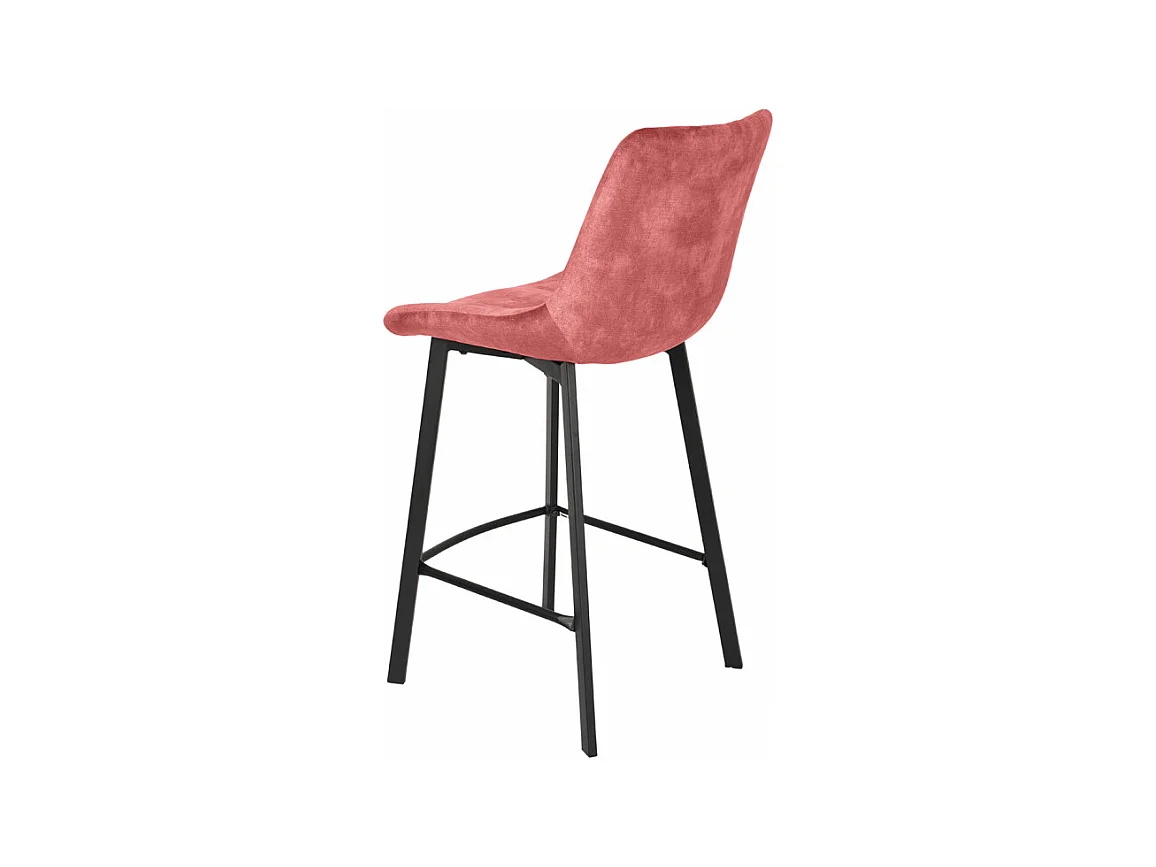 Lot 2 tabourets de bar en velours rose et pieds métal noir – NANY 2