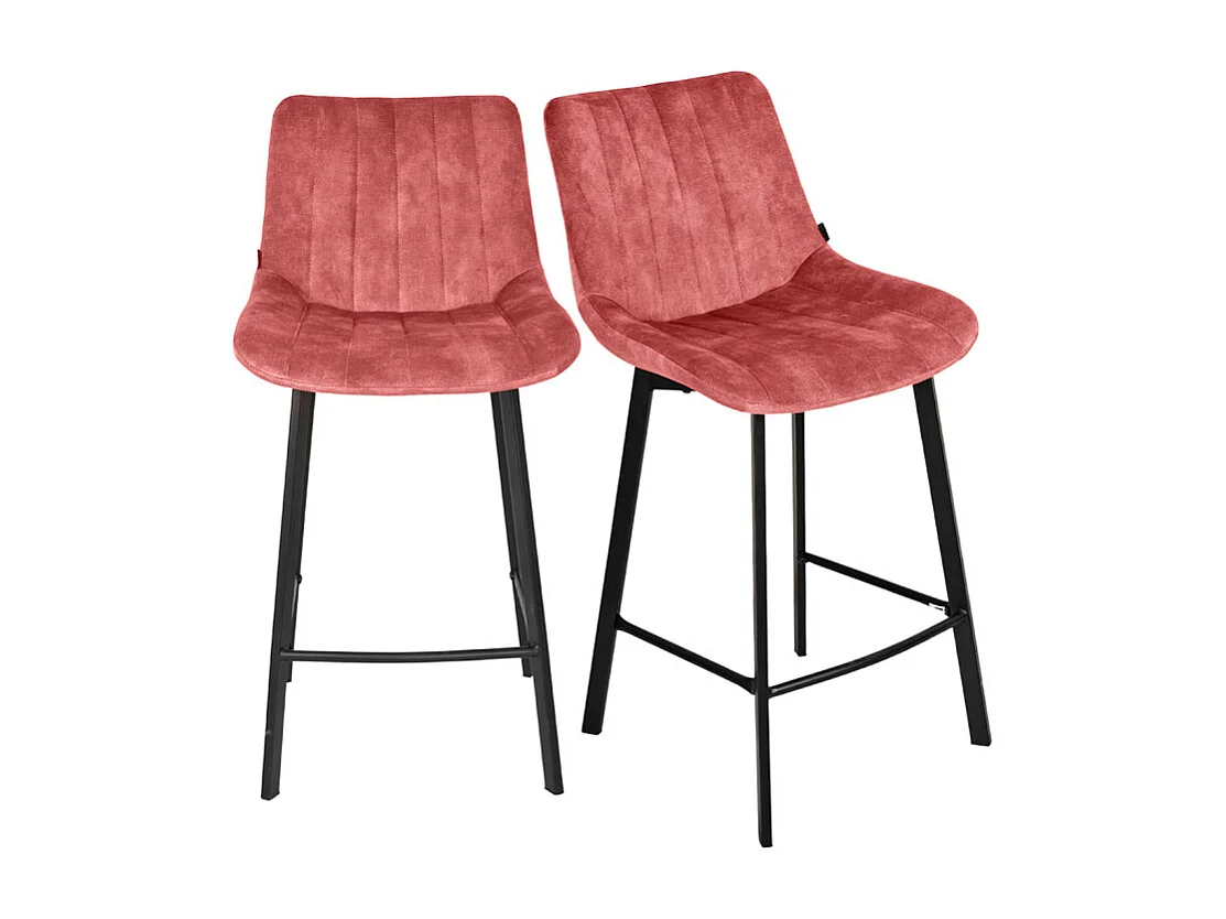 Lot 2 tabourets de bar en velours rose et pieds métal noir – NANY 2