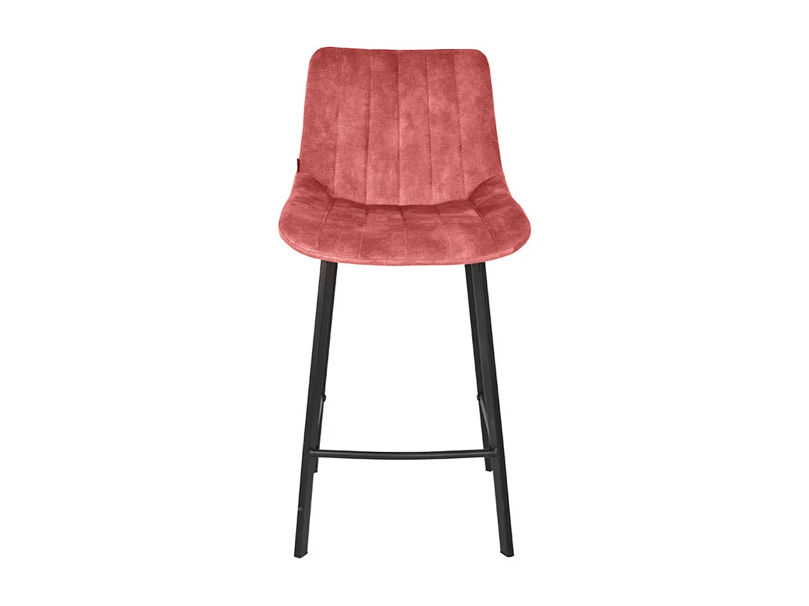 Lot 2 tabourets de bar en velours rose et pieds métal noir – NANY 2