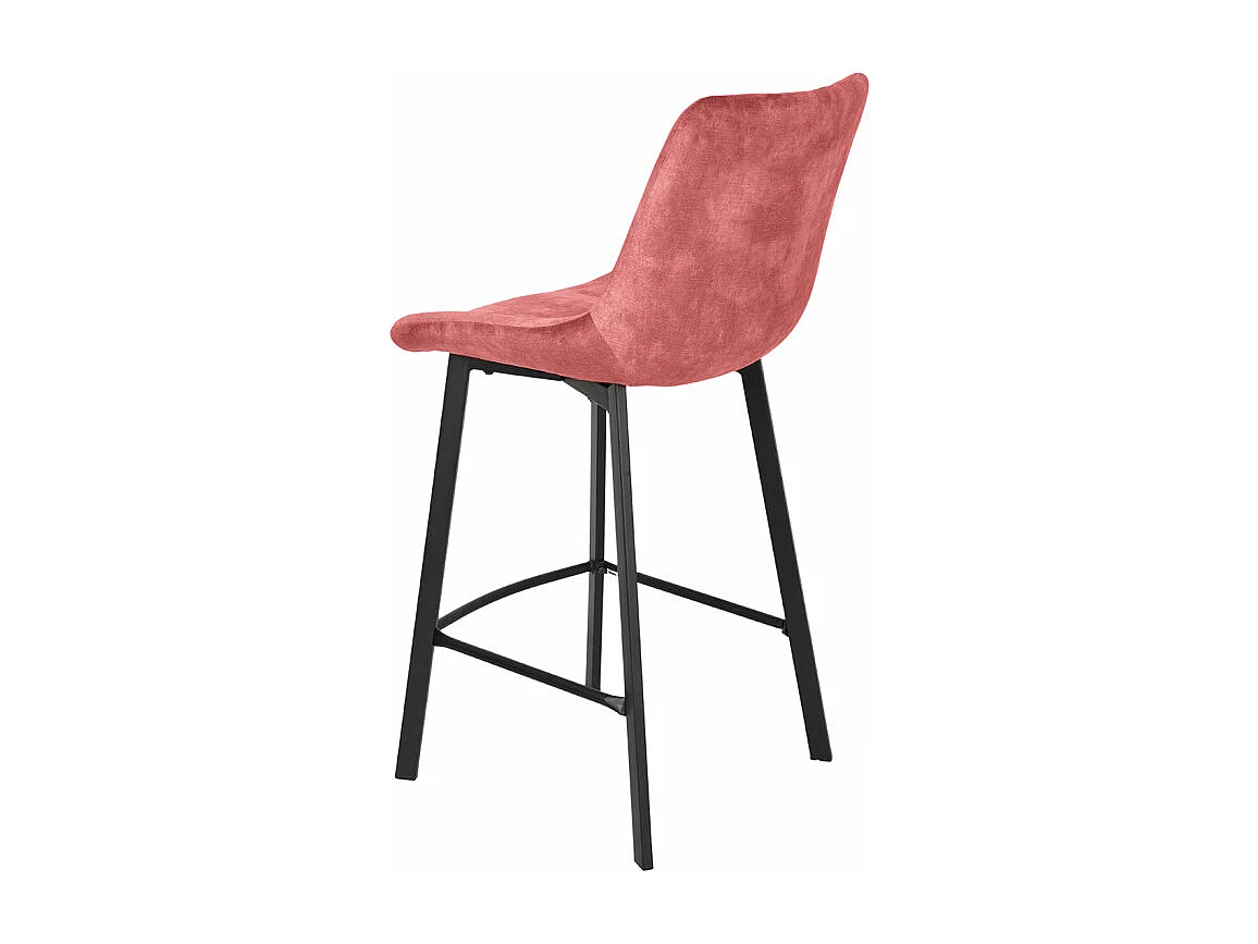 Lot 2 tabourets de bar en velours rose et pieds métal noir – NANY 2