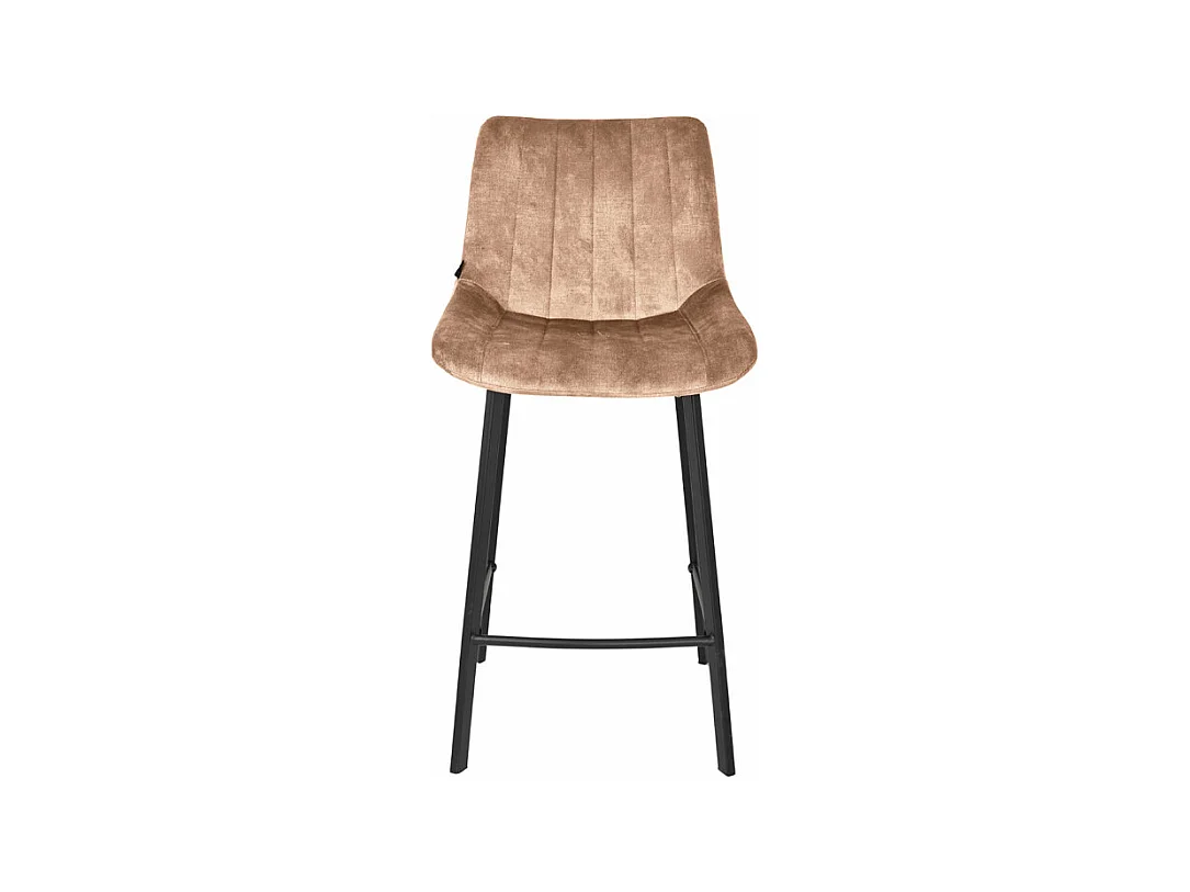 Lot 2 tabourets de bar en velours taupe et pieds métal noir – NANY 2