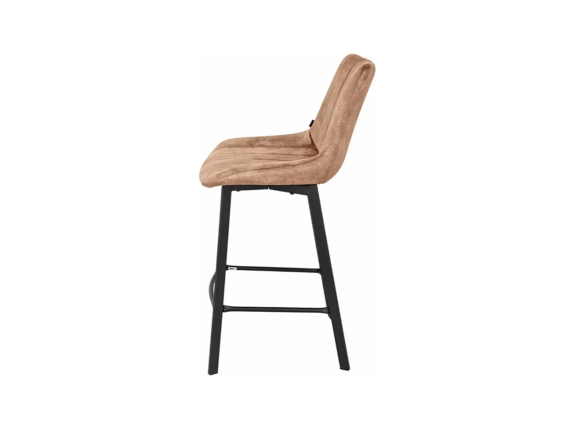 Lot 2 tabourets de bar en velours taupe et pieds métal noir – NANY 2