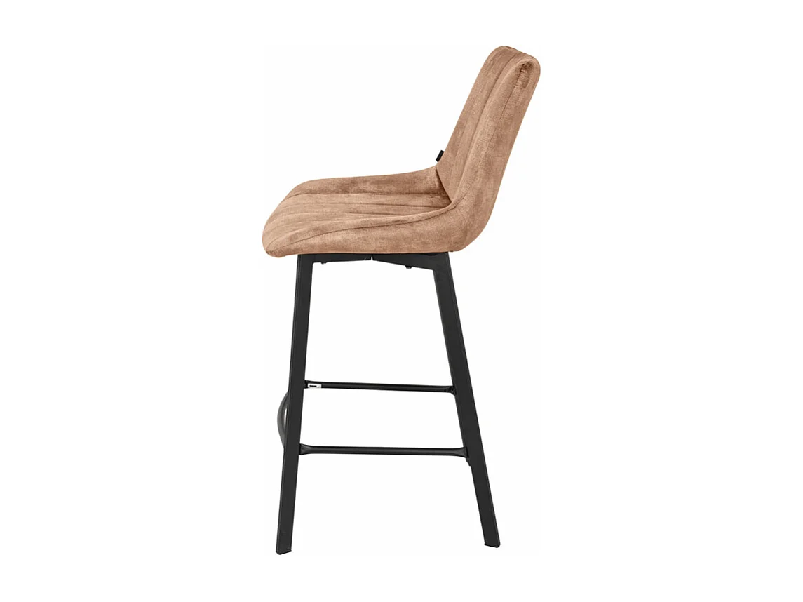 Lot 2 tabourets de bar en velours taupe et pieds métal noir – NANY 2