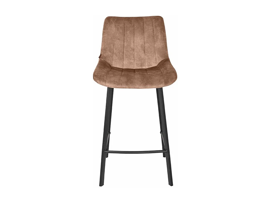 Lot 2 tabourets de bar en velours taupe et pieds métal noir – NANY 2