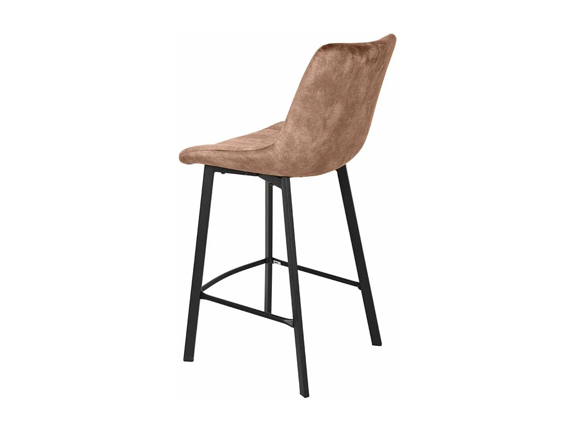 Lot 2 tabourets de bar en velours taupe et pieds métal noir – NANY 2