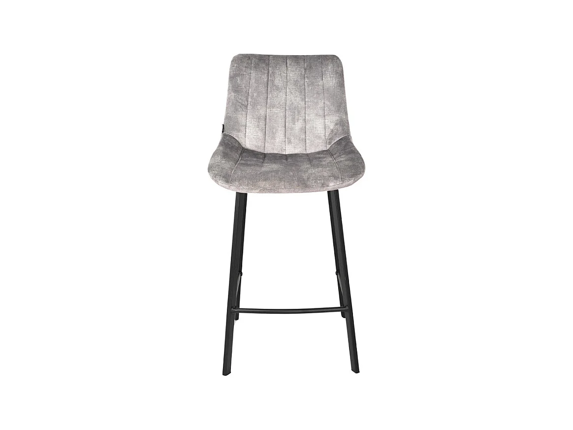 Lot 2 tabourets de bar en velours gris clair pieds métal noir – NANY 2