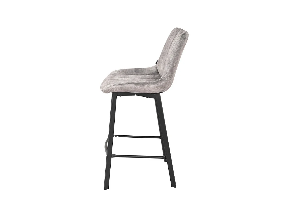 Lot 2 tabourets de bar en velours gris clair pieds métal noir – NANY 2