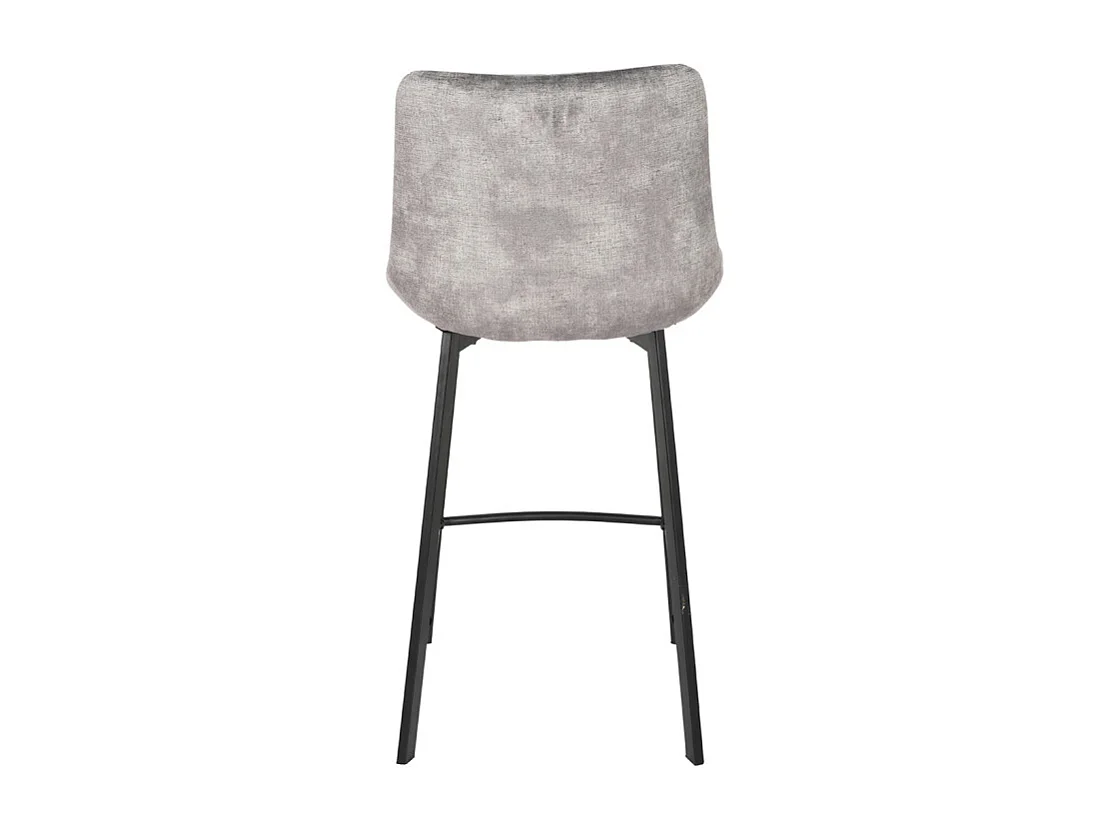 Lot 2 tabourets de bar en velours gris clair pieds métal noir – NANY 2