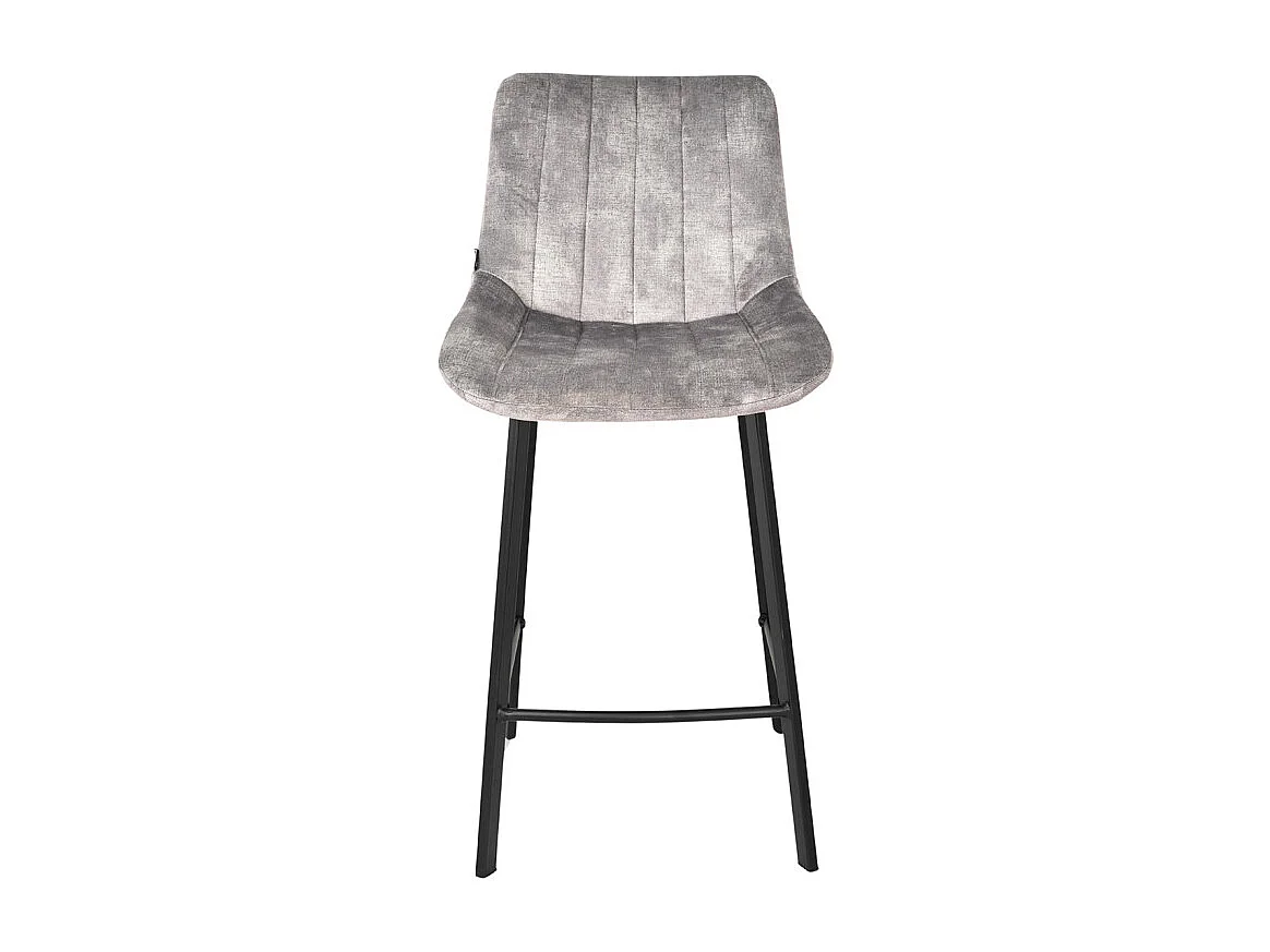 Lot 2 tabourets de bar en velours gris clair pieds métal noir – NANY 2