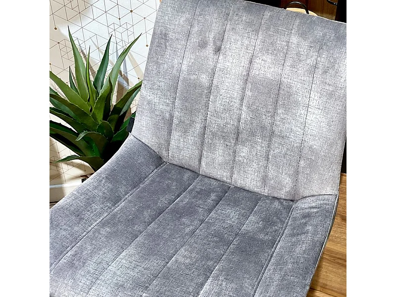 Lot 2 tabourets de bar en velours gris clair pieds métal noir – NANY 2