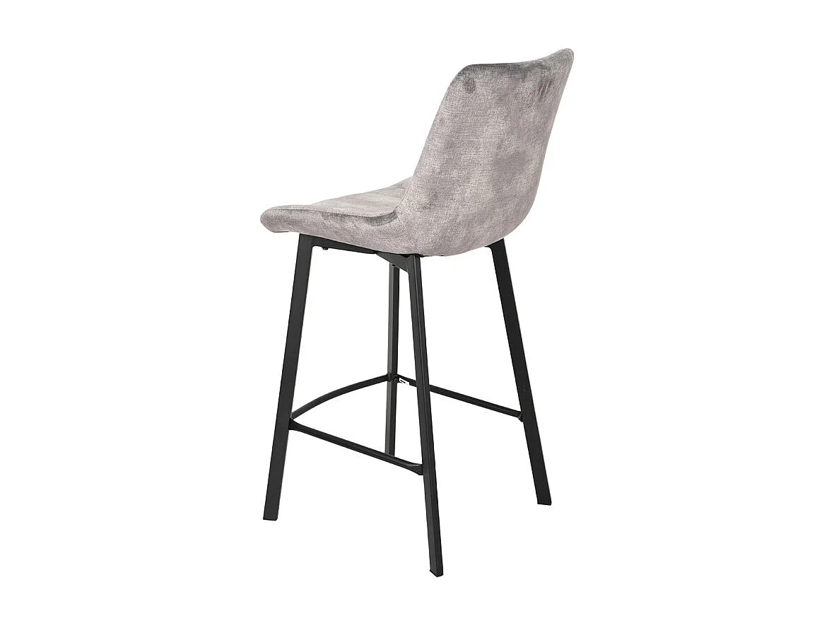 Lot 2 tabourets de bar en velours gris clair pieds métal noir – NANY 2