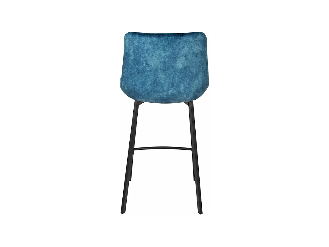 Lot 2 tabourets de bar velours bleu canard pieds métal noir – NANY 2