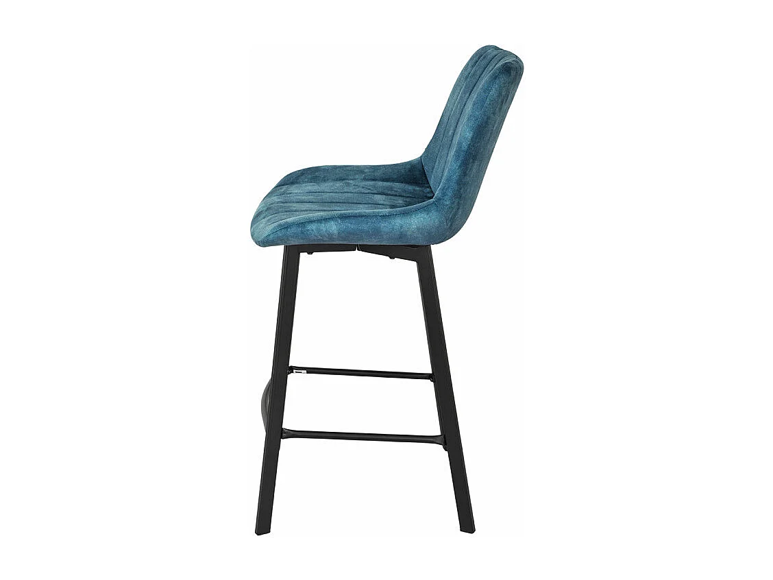 Lot 2 tabourets de bar velours bleu canard pieds métal noir – NANY 2