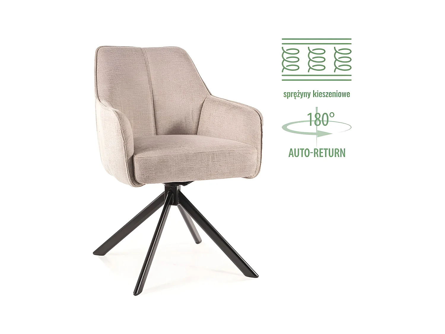 Sedia Notti/rivestimento in tessuto/rotazione 180 gradi/Beige