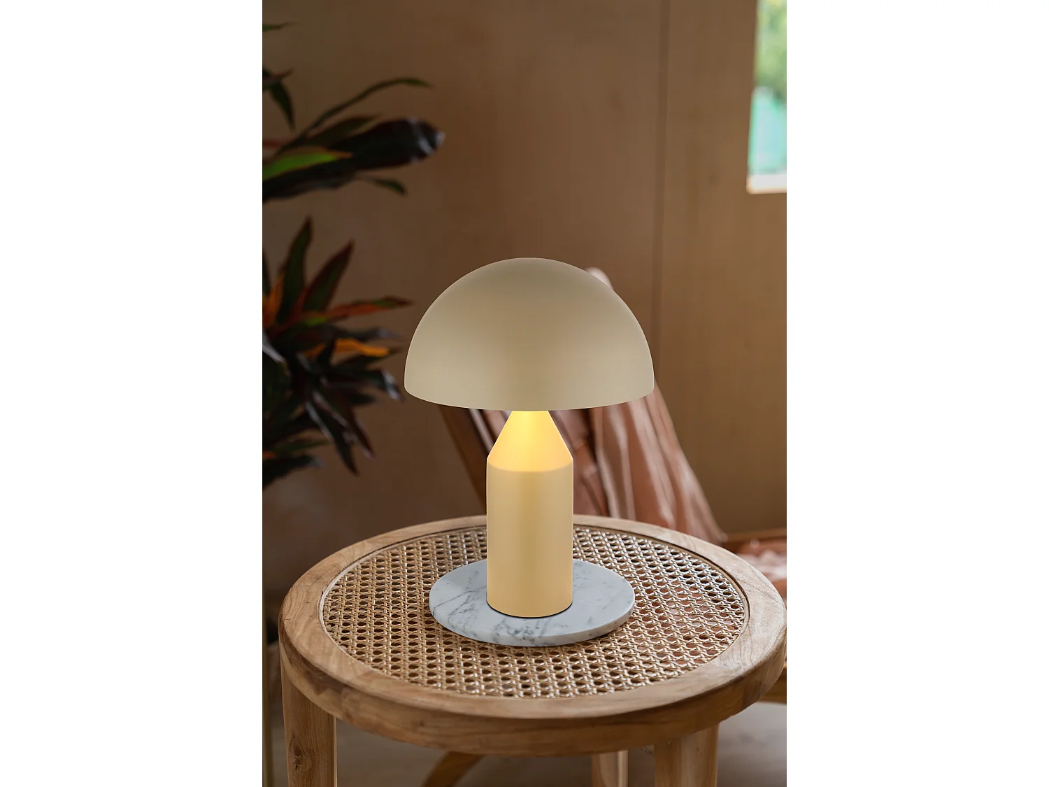 Tafellamp metaal zandkleurig dof, 2x E27