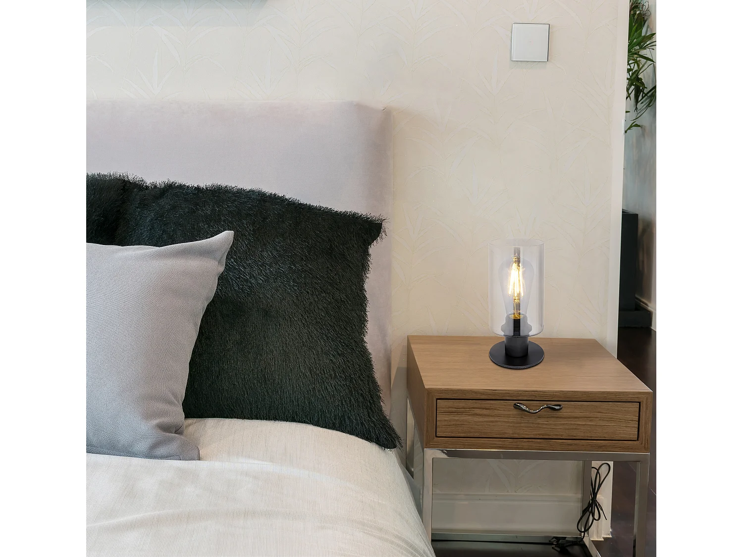 Lampe à poser métal noir mat, 1x E27