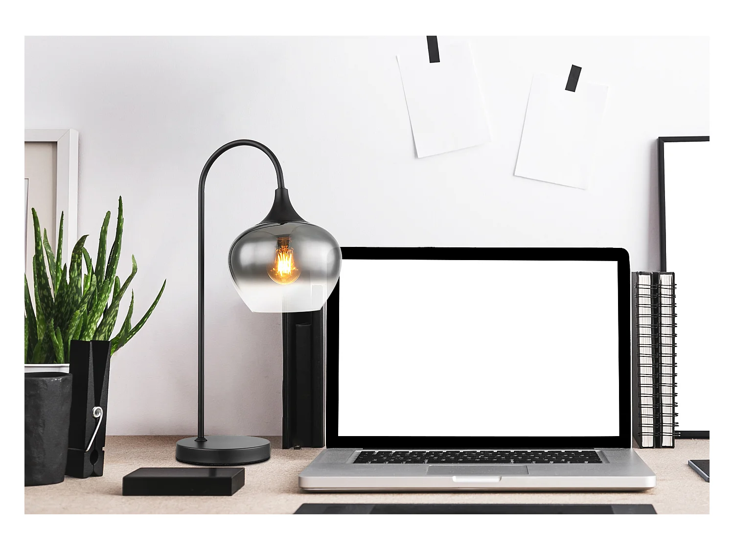 Lampe à poser métal noir mat, 1x E27