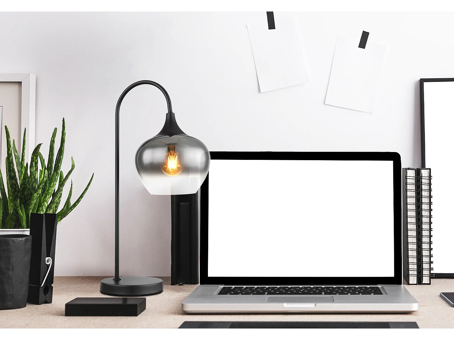 Lampe à poser métal noir mat, 1x E27