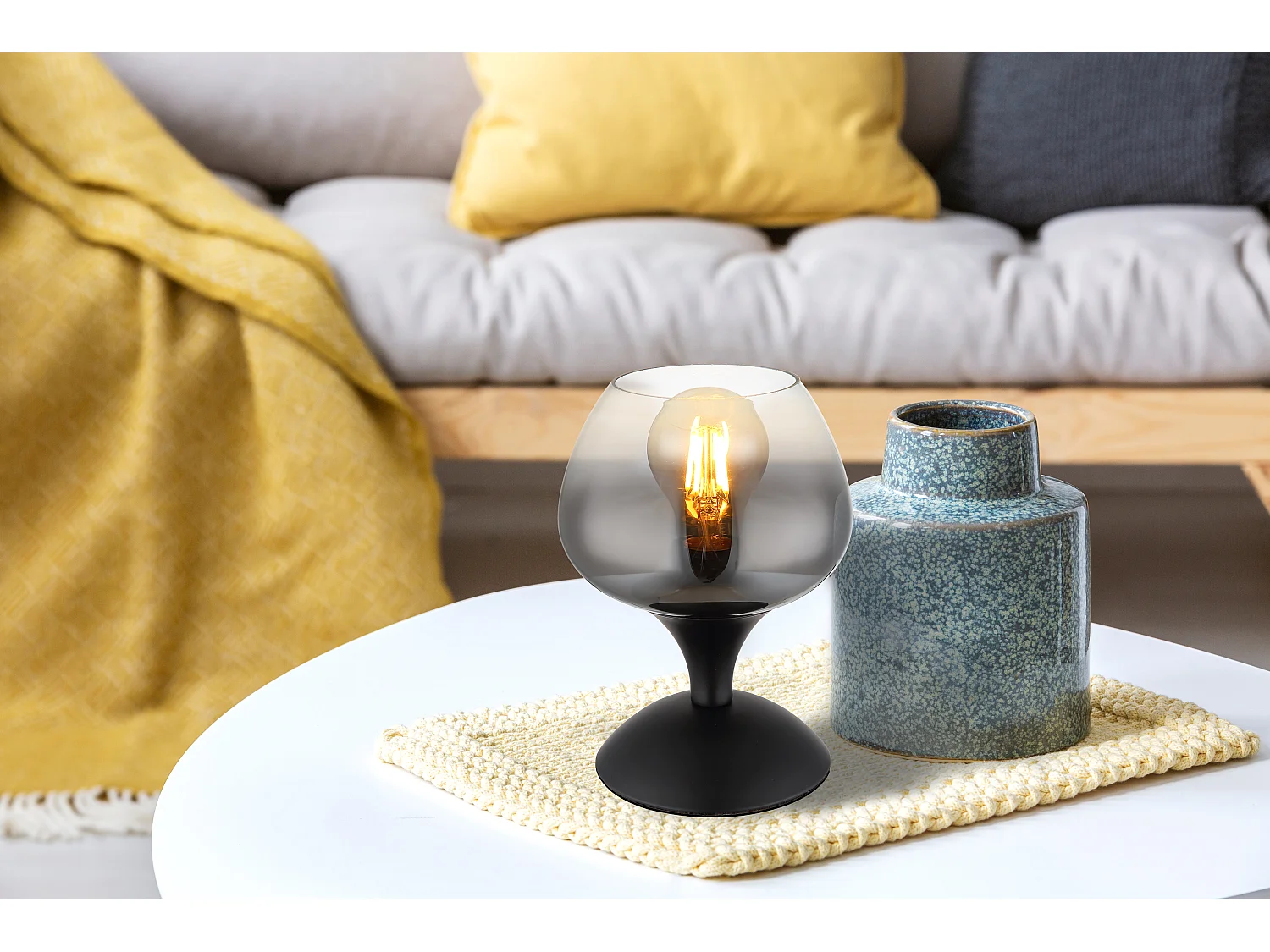 Lampe à poser métal noir mat, 1x E27