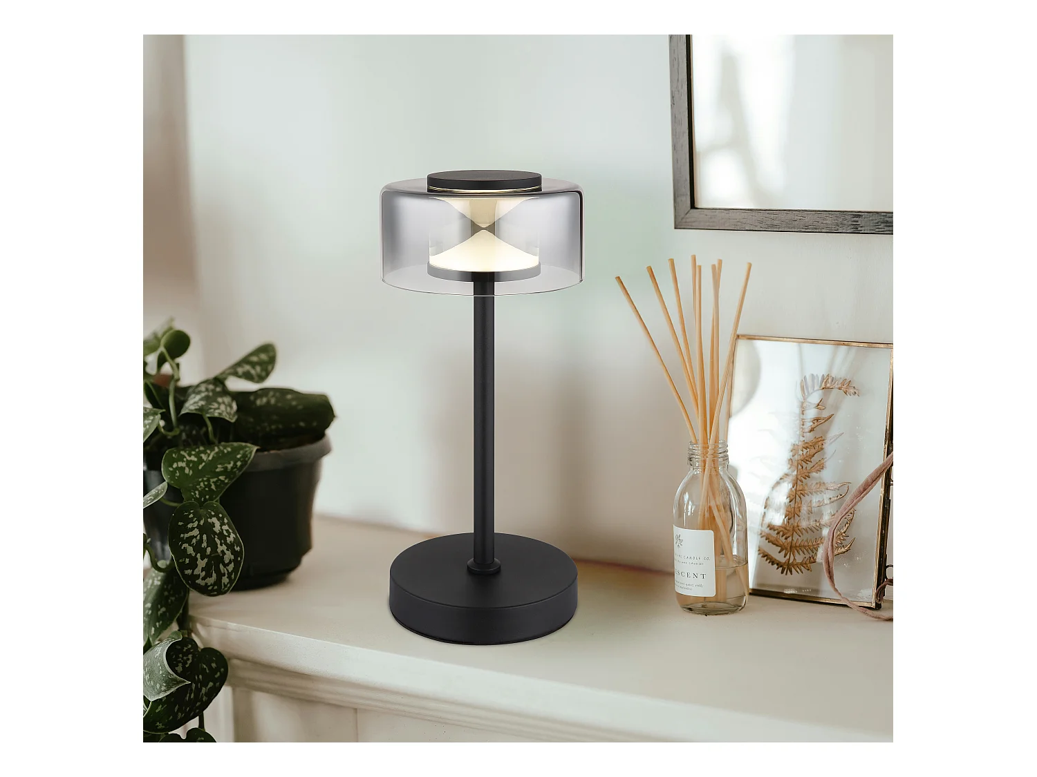 Lampe à poser métal noir mat, LED