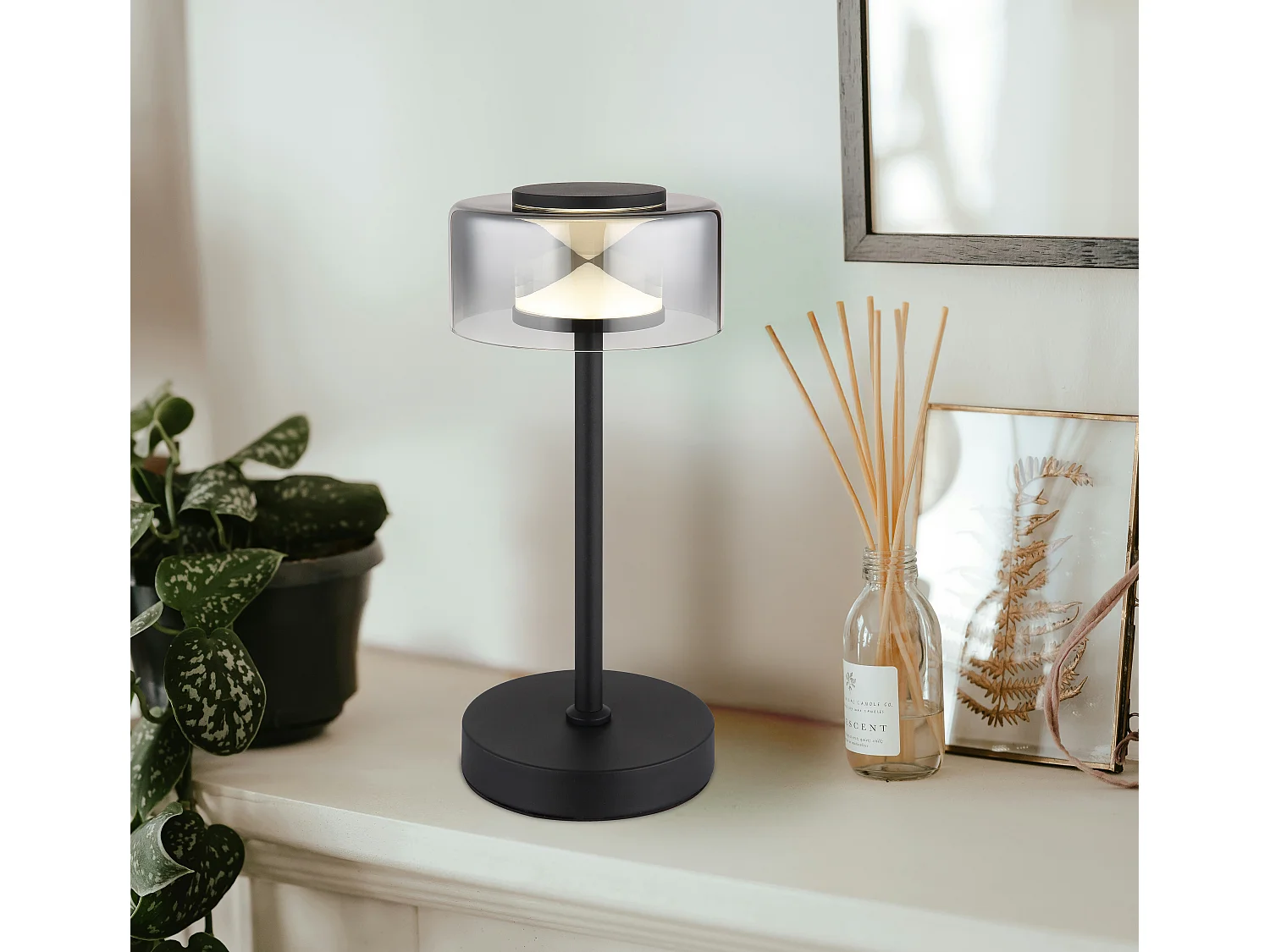 Lampe à poser métal noir mat, LED