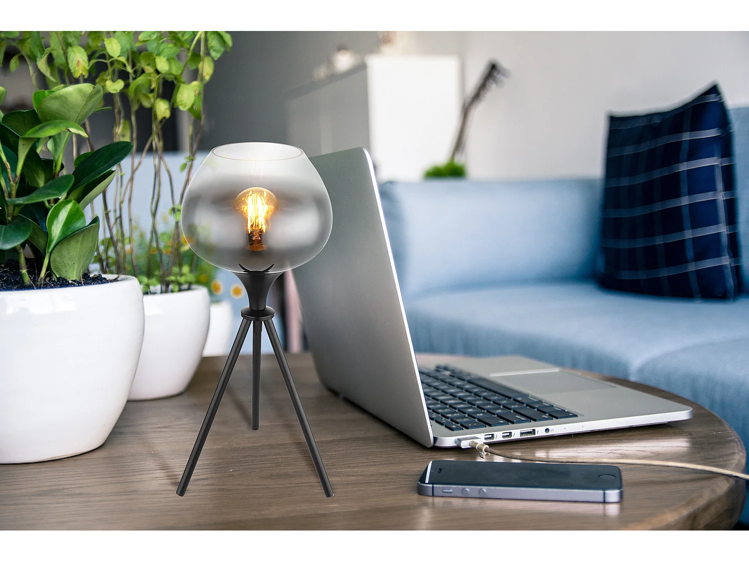 Lampe à poser métal noir mat, 1x E27