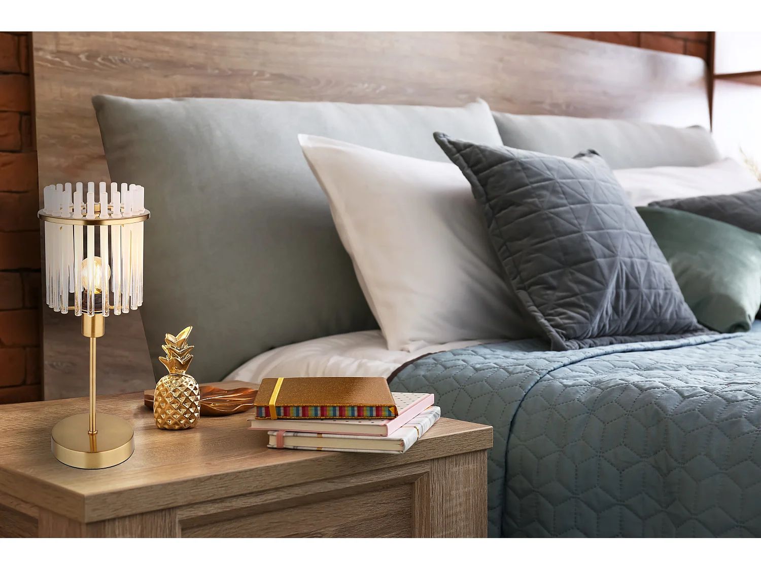 Lampe à poser métal couleur or mat, 1x E14