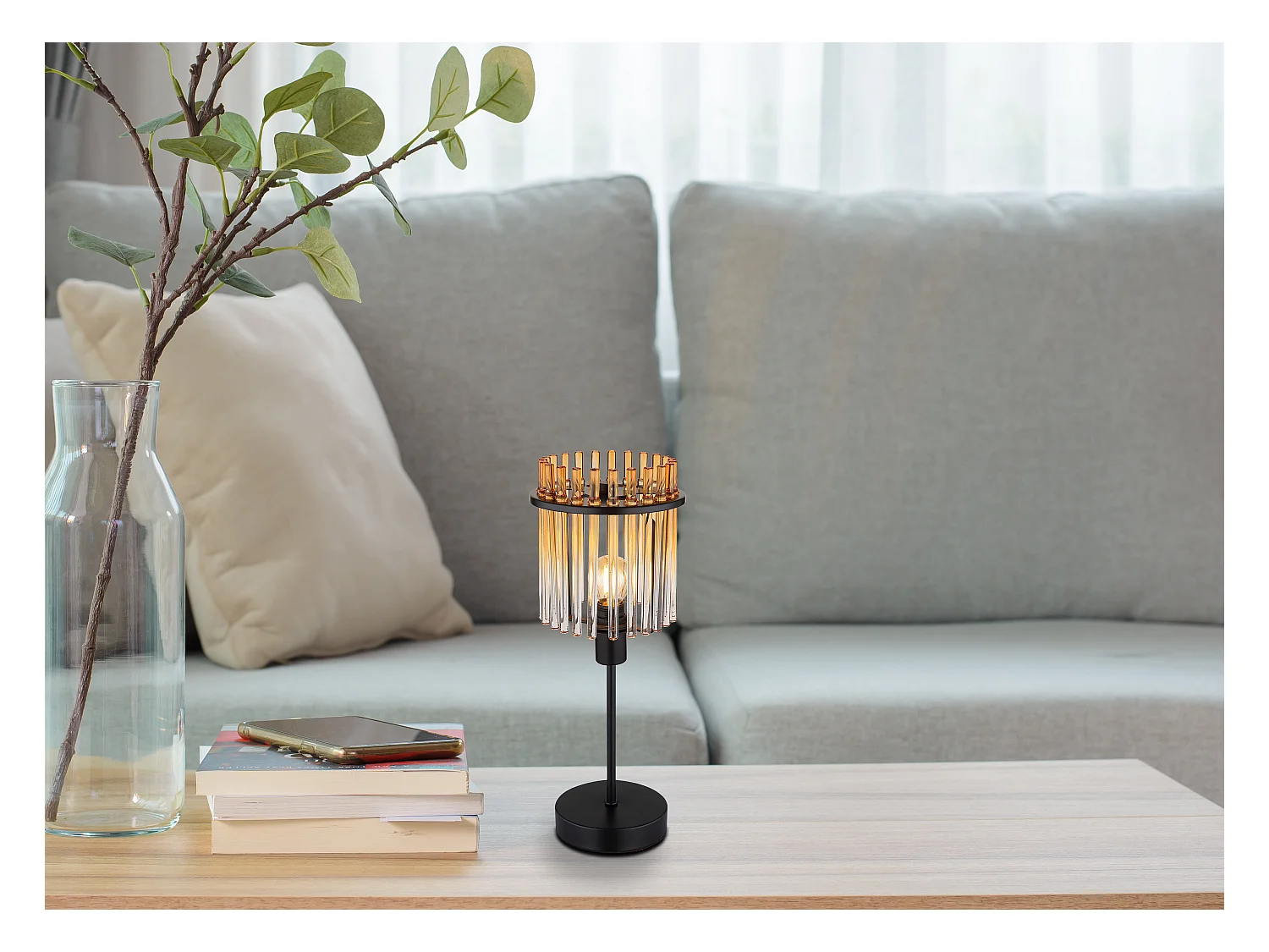 Tafellamp metaal zwart dof, 1x E14