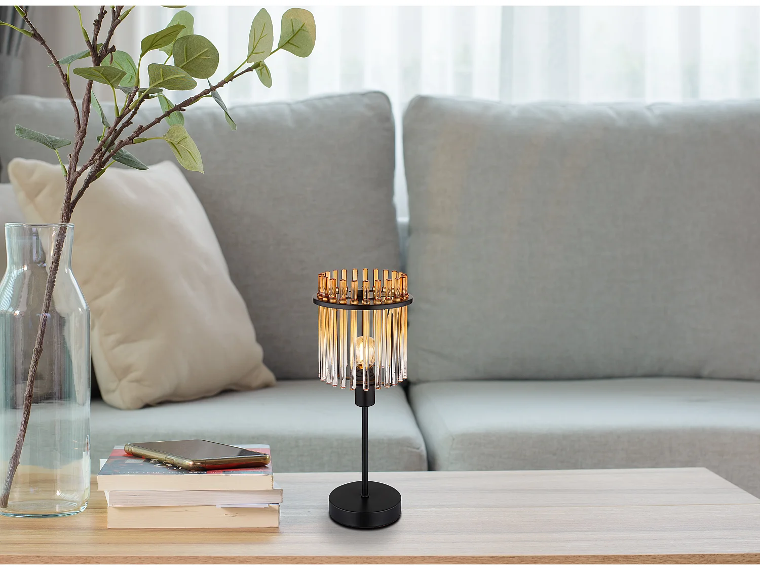 Lampe à poser métal noir mat, 1x E14