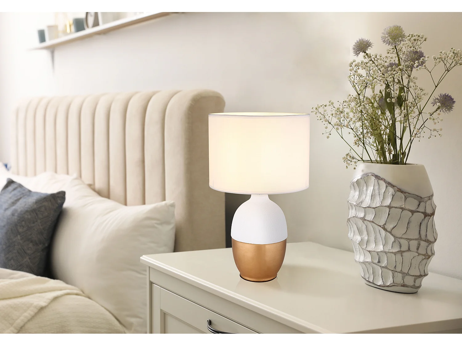 Lampe à poser céramique blanc, 1x E14