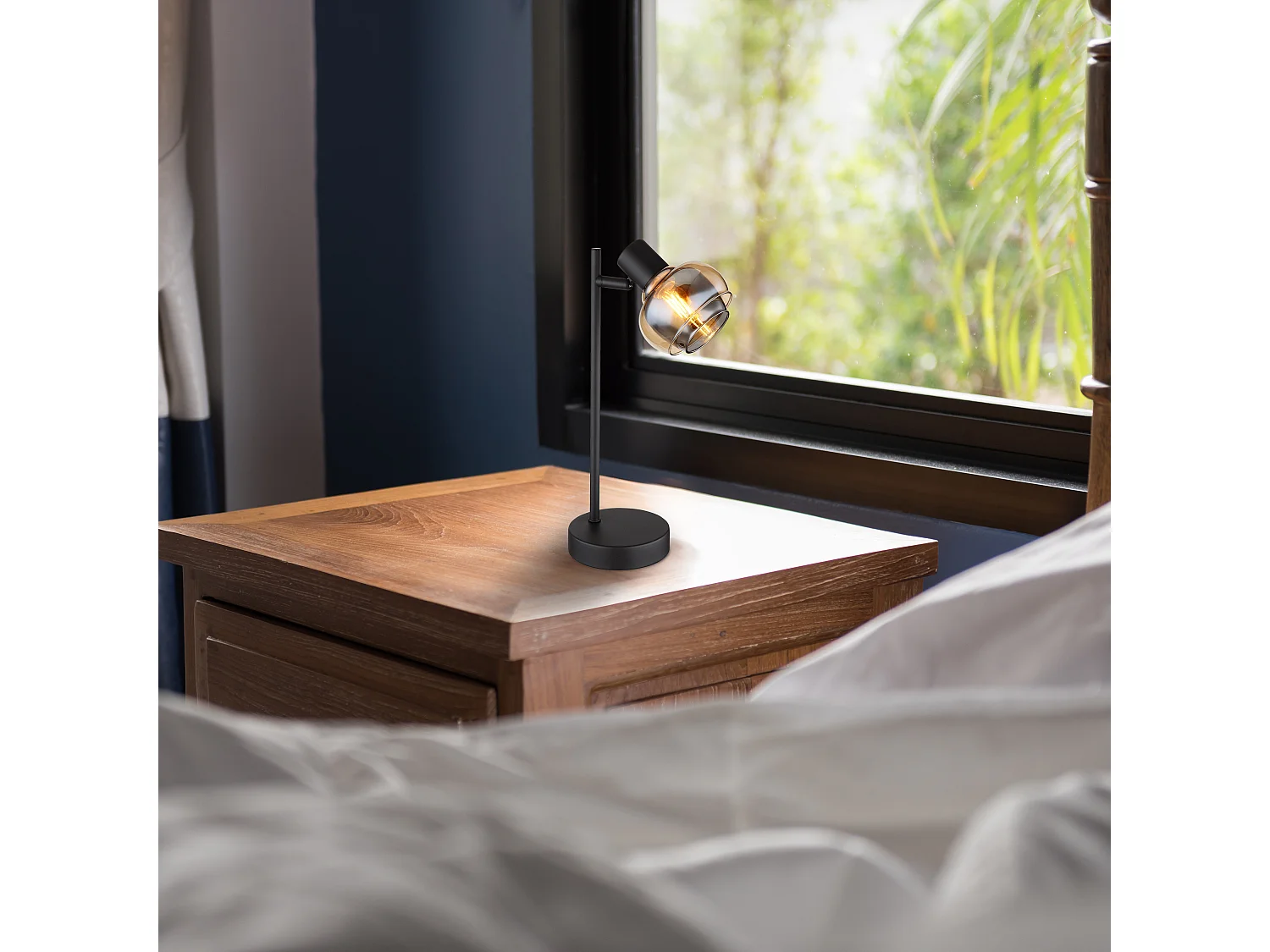 Lampe à poser métal noir mat, 1x E14