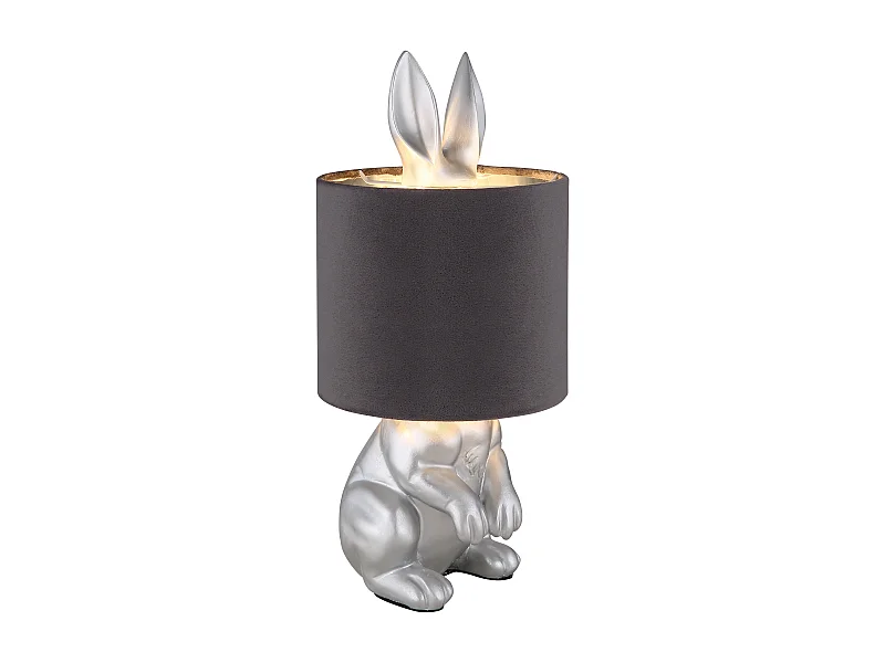 Lampe à poser plastique couleur argent mat, 1x E27