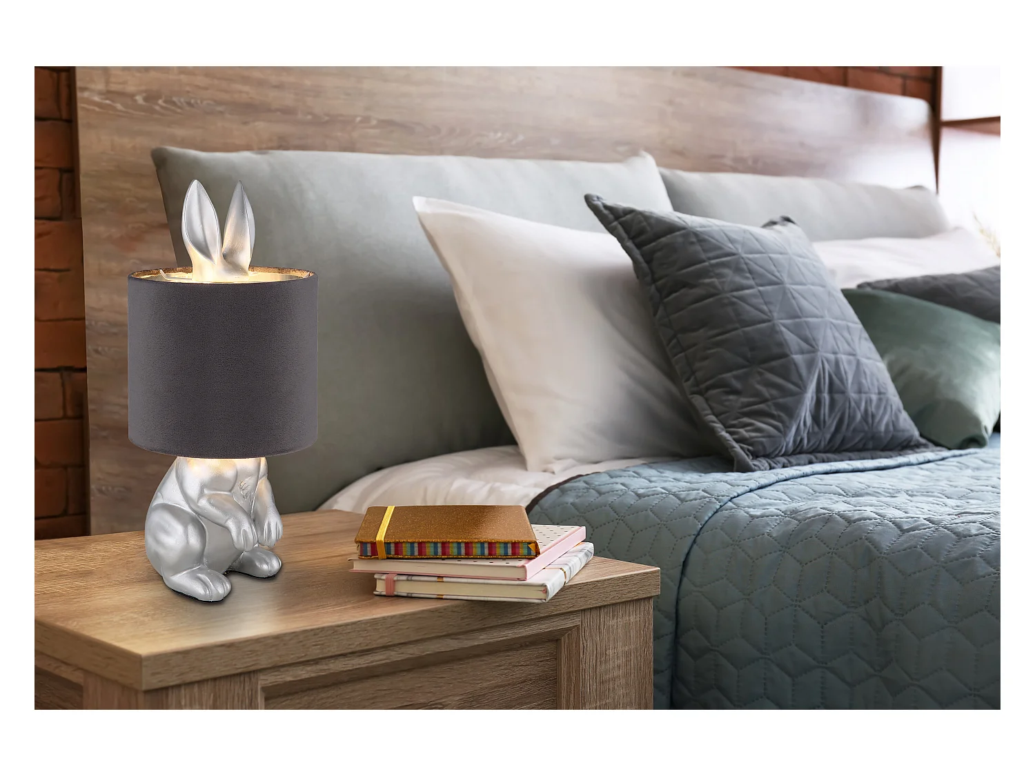 Tafellamp plastic zilverkleurig dof, 1x E27