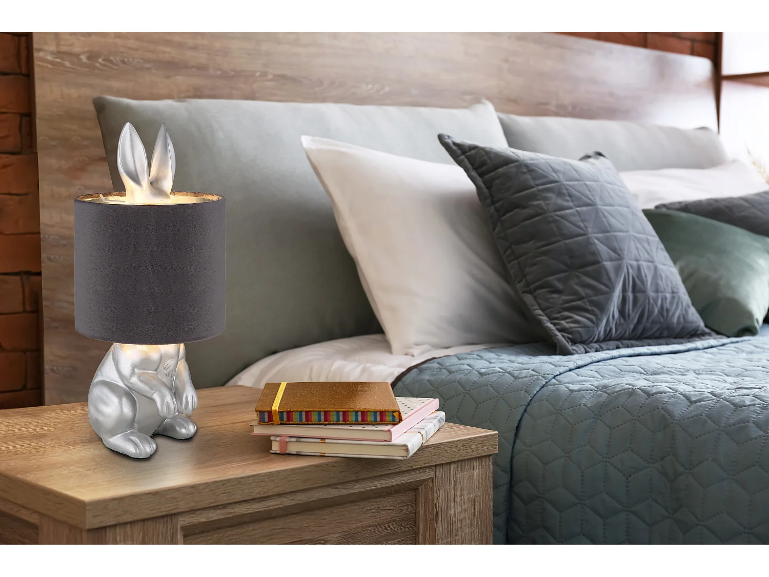 Tafellamp plastic zilverkleurig dof, 1x E27