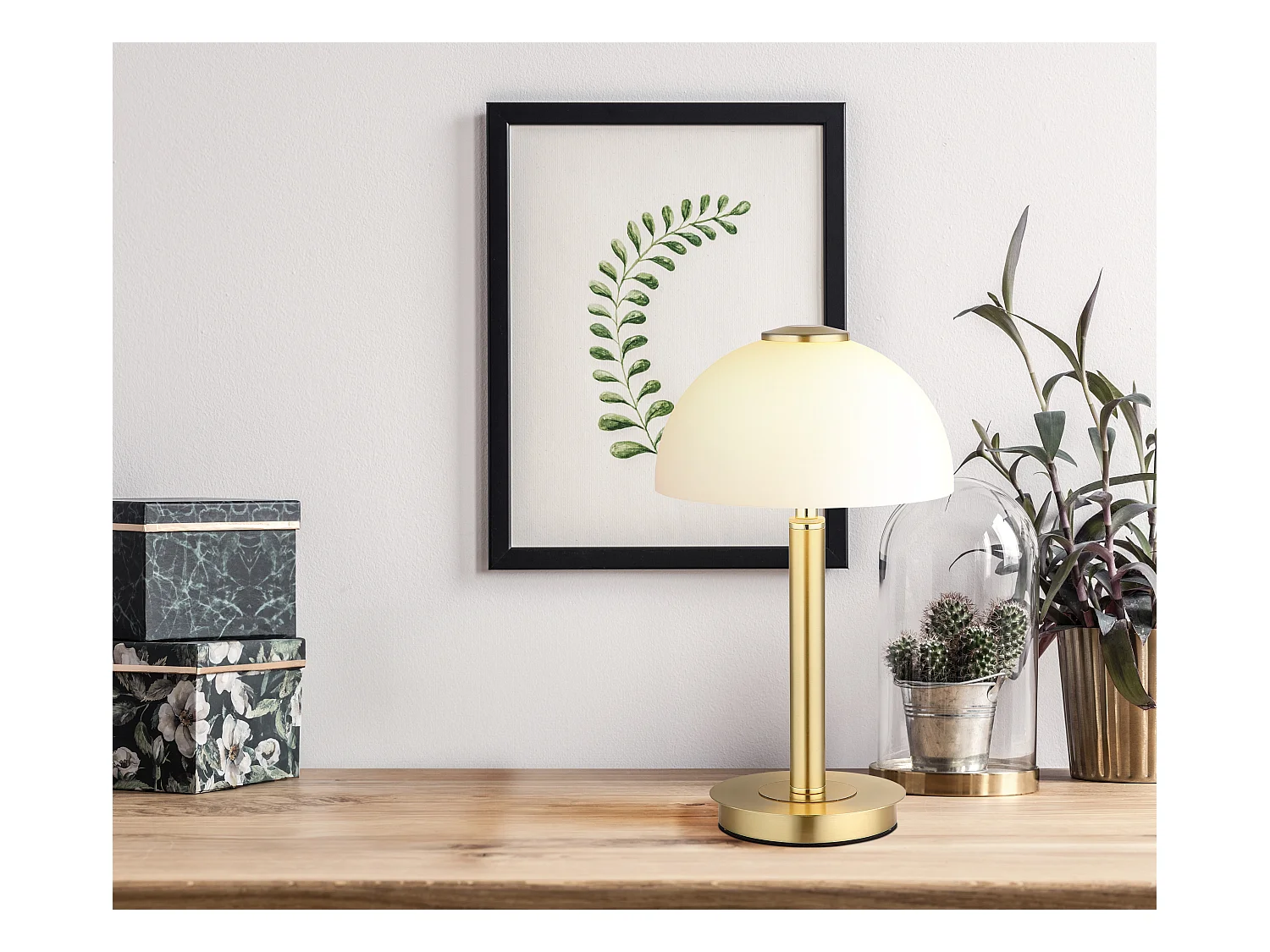 Tafellamp metaal messingkleurig dof, LED